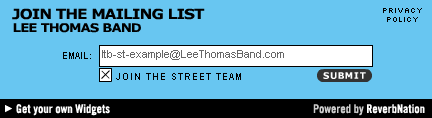 RN Fan Collector widget: sign up for Street Team